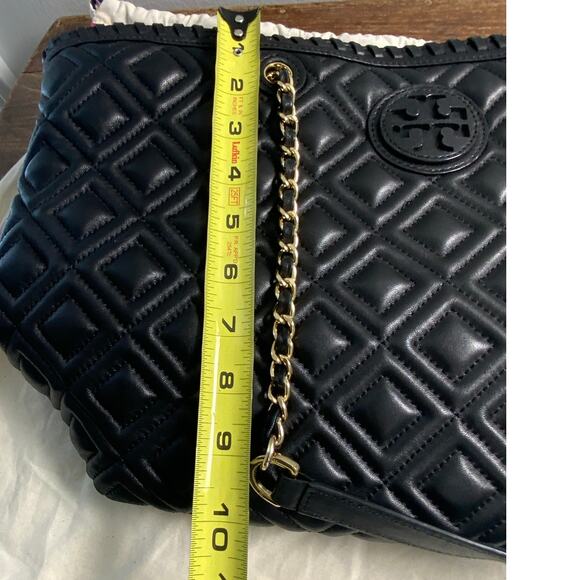 Tory Burch Black Quilted Leather Marion Tote - Picture 7 of 7